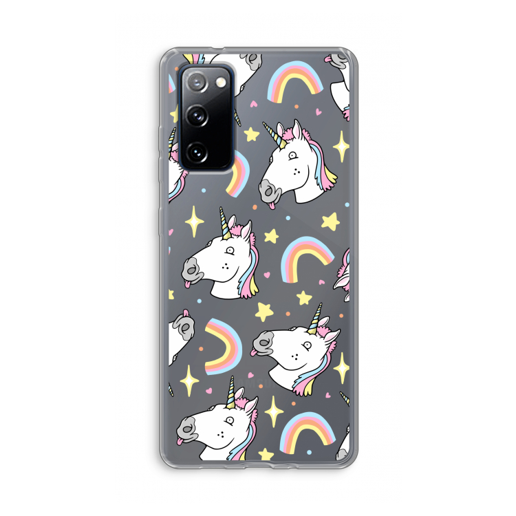 Rainbow Unicorn: Samsung Galaxy S20 FE / S20 FE 5G Transparant Hoesje