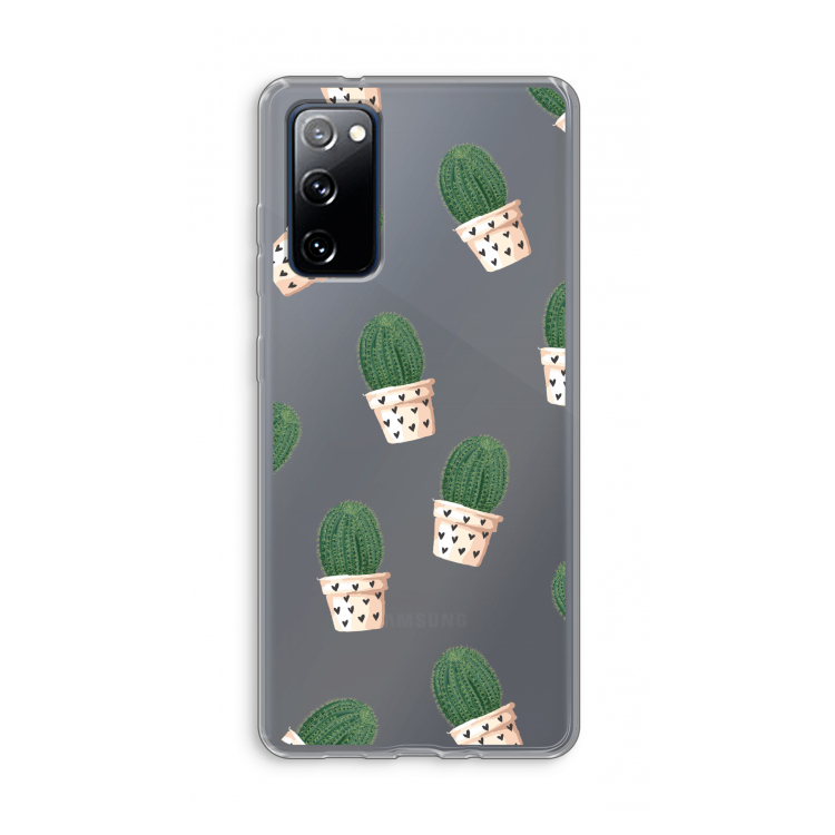 Cactusprint roze: Samsung Galaxy S20 FE / S20 FE 5G Transparant Hoesje