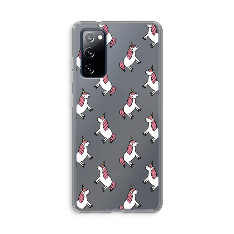 Eenhoorns overal: Samsung Galaxy S20 FE / S20 FE 5G Transparant Hoesje