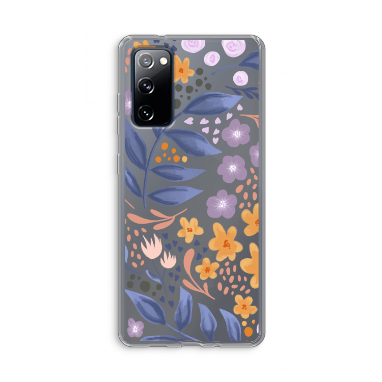 Flowers with blue leaves: Samsung Galaxy S20 FE / S20 FE 5G Transparant Hoesje