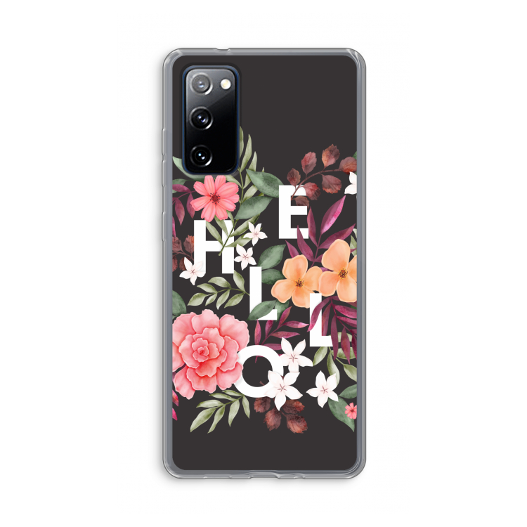 Hello in flowers: Samsung Galaxy S20 FE / S20 FE 5G Transparant Hoesje