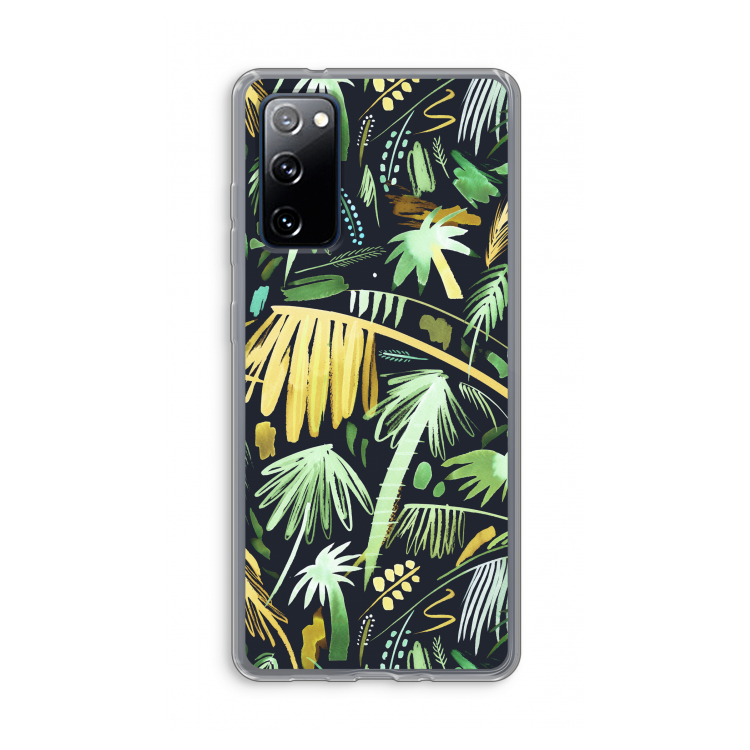 Tropical Palms Dark: Samsung Galaxy S20 FE / S20 FE 5G Transparant Hoesje