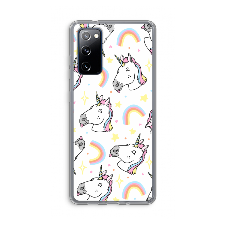Rainbow Unicorn: Samsung Galaxy S20 FE / S20 FE 5G Transparant Hoesje
