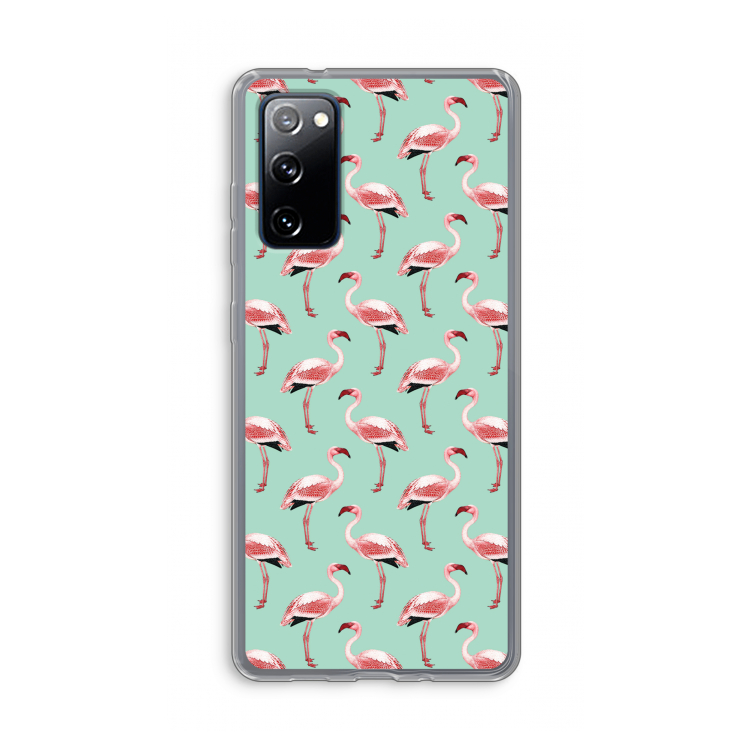 Flamingoprint groen: Samsung Galaxy S20 FE / S20 FE 5G Transparant Hoesje