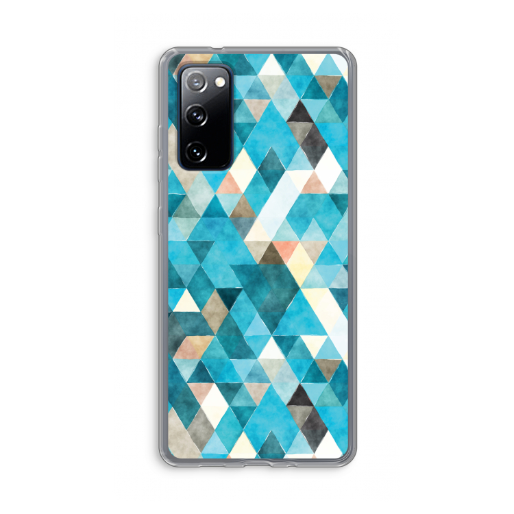 Gekleurde driehoekjes blauw: Samsung Galaxy S20 FE / S20 FE 5G Transparant Hoesje