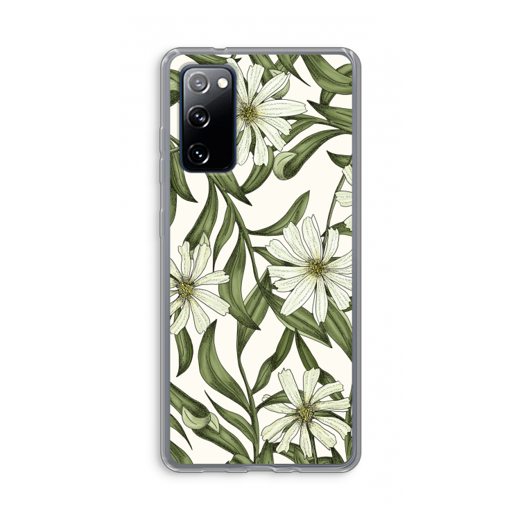 Wit bloemenpatroon: Samsung Galaxy S20 FE / S20 FE 5G Transparant Hoesje