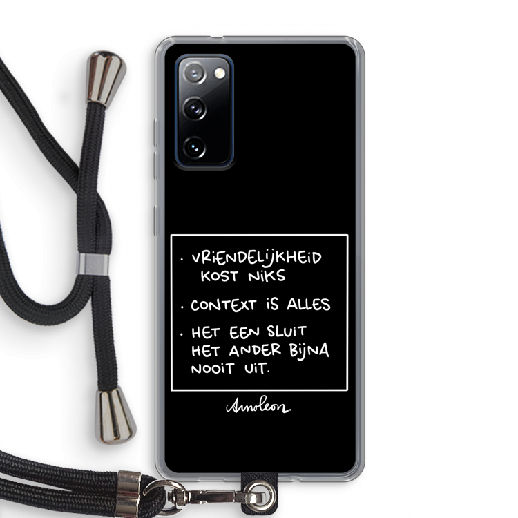 Mijn Motto's: Samsung Galaxy S20 FE / S20 FE 5G Transparant Hoesje met koord