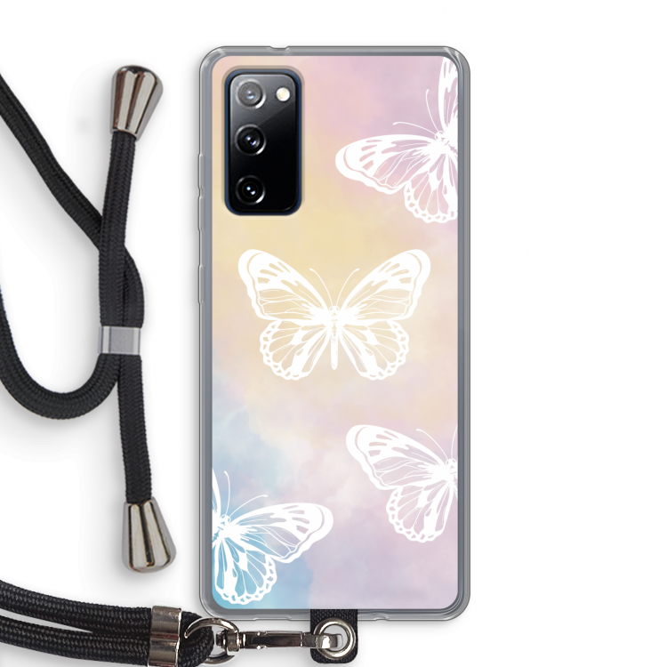 White butterfly: Samsung Galaxy S20 FE / S20 FE 5G Transparant Hoesje met koord