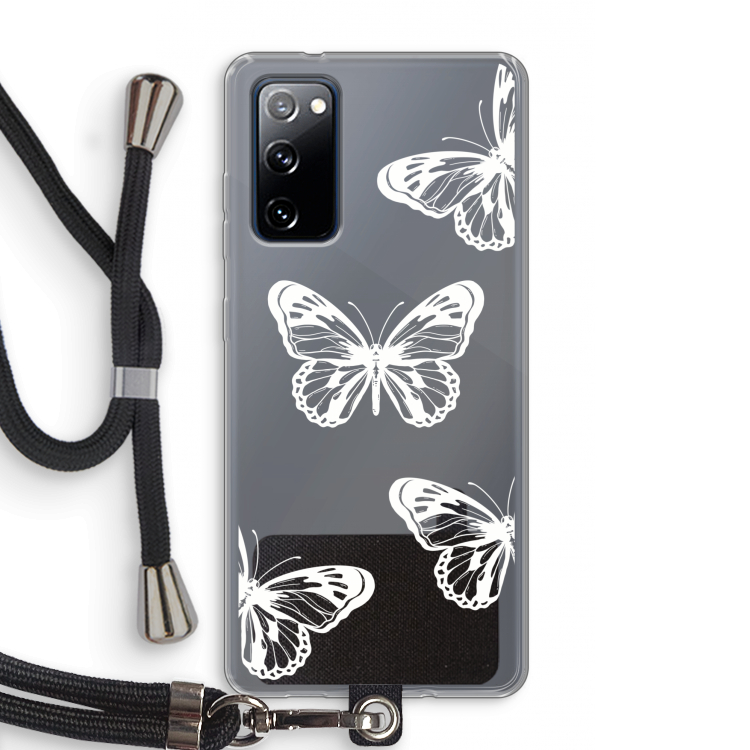 White butterfly: Samsung Galaxy S20 FE / S20 FE 5G Transparant Hoesje met koord