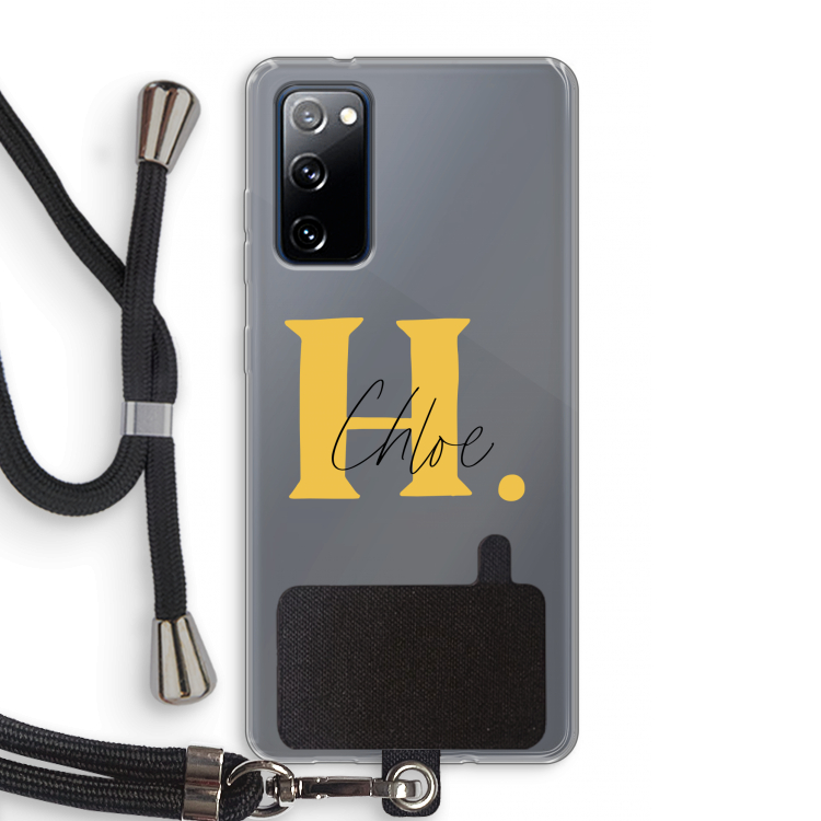 Amber Script: Samsung Galaxy S20 FE / S20 FE 5G Transparant Hoesje met koord