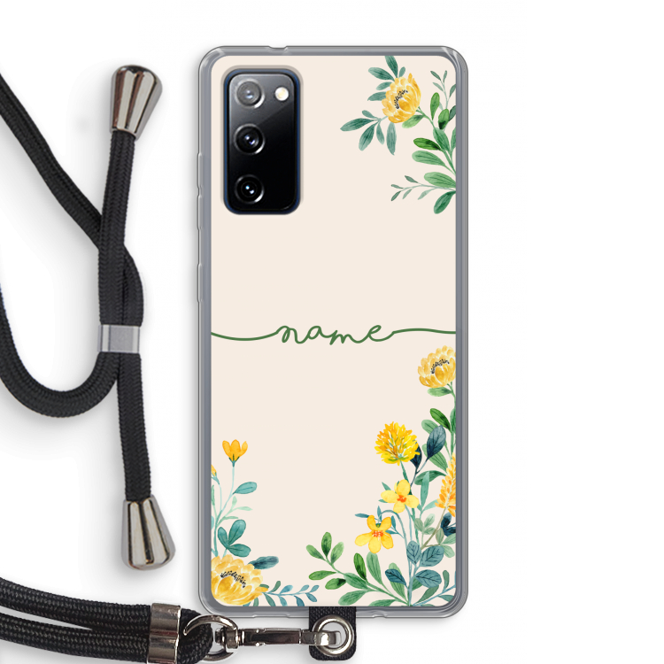 Gele bloemen: Samsung Galaxy S20 FE / S20 FE 5G Transparant Hoesje met koord