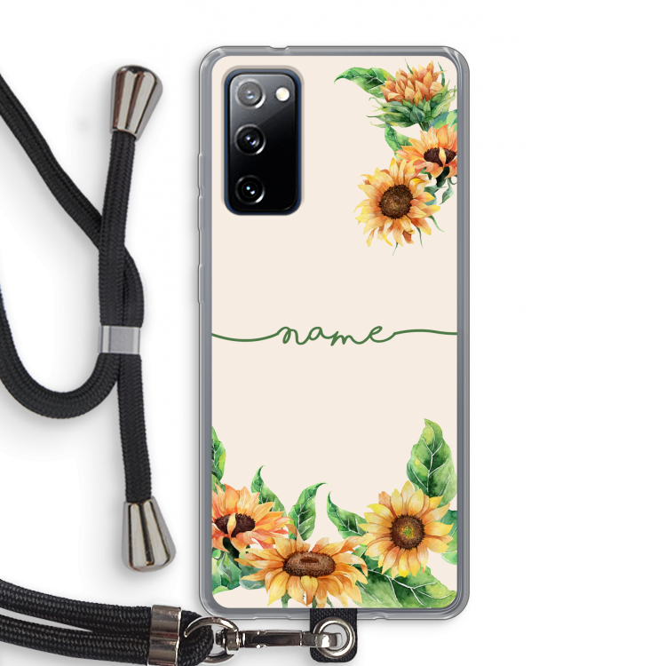 Zonnebloemen: Samsung Galaxy S20 FE / S20 FE 5G Transparant Hoesje met koord
