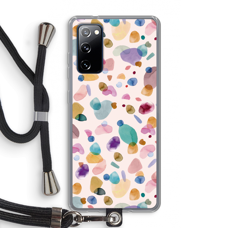 Terrazzo Memphis Pink: Samsung Galaxy S20 FE / S20 FE 5G Transparant Hoesje met koord
