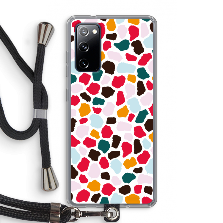 Colored Giraffe: Samsung Galaxy S20 FE / S20 FE 5G Transparant Hoesje met koord