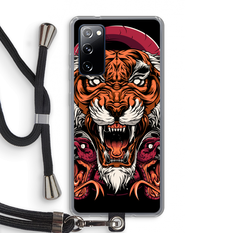 Tiger and Rattlesnakes: Samsung Galaxy S20 FE / S20 FE 5G Transparant Hoesje met koord