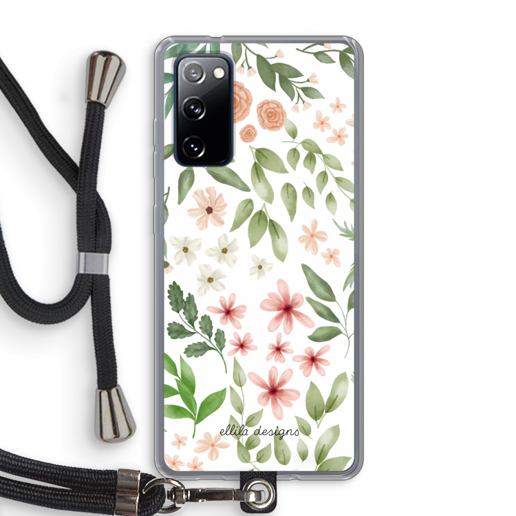 Botanical sweet flower heaven: Samsung Galaxy S20 FE / S20 FE 5G Transparant Hoesje met koord