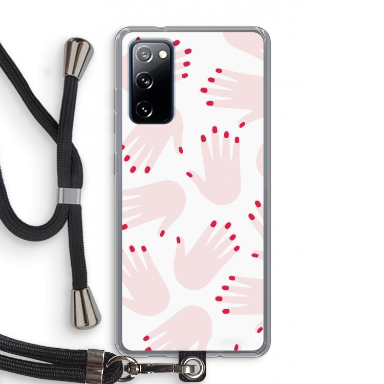 Hands pink: Samsung Galaxy S20 FE / S20 FE 5G Transparant Hoesje met koord