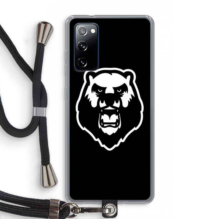 Angry Bear (black): Samsung Galaxy S20 FE / S20 FE 5G Transparant Hoesje met koord