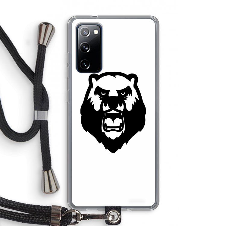 Angry Bear (white): Samsung Galaxy S20 FE / S20 FE 5G Transparant Hoesje met koord