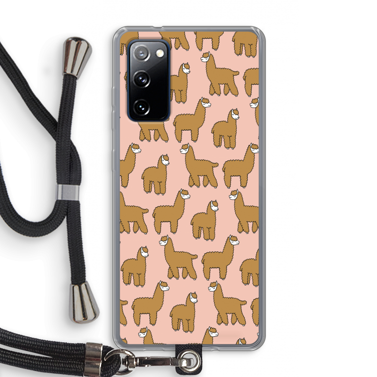 Alpacas: Samsung Galaxy S20 FE / S20 FE 5G Transparant Hoesje met koord