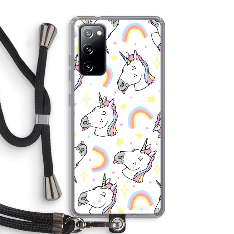 Rainbow Unicorn: Samsung Galaxy S20 FE / S20 FE 5G Transparant Hoesje met koord