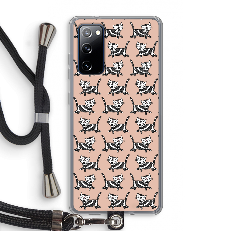 Zwarte poes: Samsung Galaxy S20 FE / S20 FE 5G Transparant Hoesje met koord