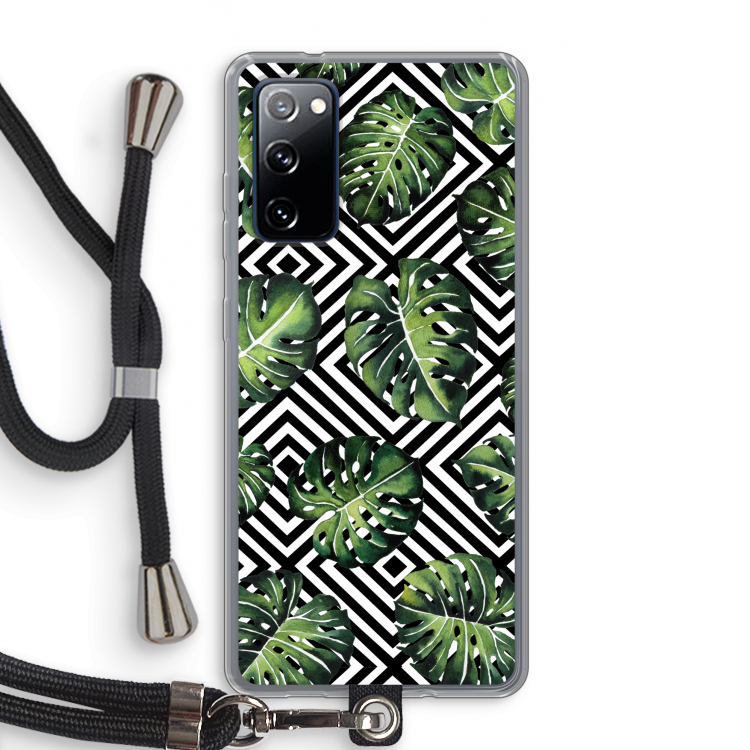 Geometrische jungle: Samsung Galaxy S20 FE / S20 FE 5G Transparant Hoesje met koord