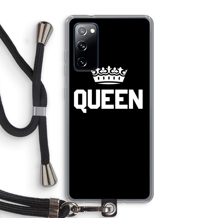 Queen zwart: Samsung Galaxy S20 FE / S20 FE 5G Transparant Hoesje met koord