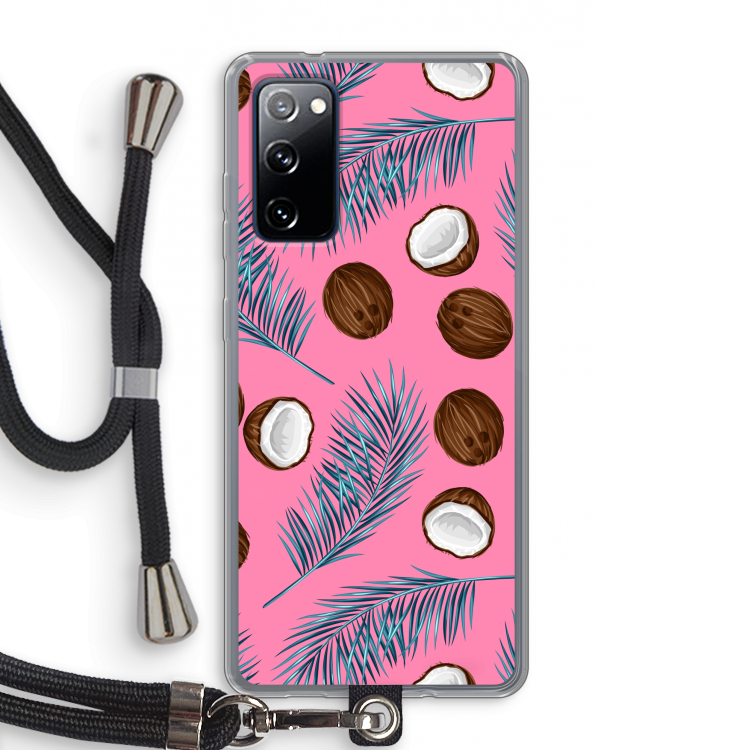 Kokosnoot roze: Samsung Galaxy S20 FE / S20 FE 5G Transparant Hoesje met koord