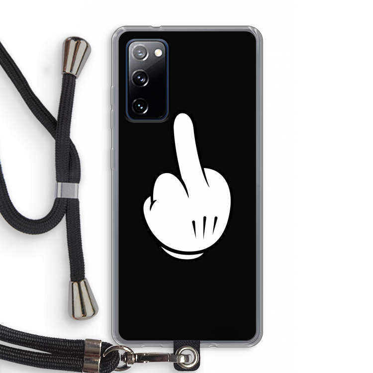 Middle finger black: Samsung Galaxy S20 FE / S20 FE 5G Transparant Hoesje met koord
