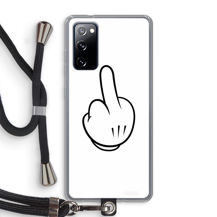 Middle finger white: Samsung Galaxy S20 FE / S20 FE 5G Transparant Hoesje met koord