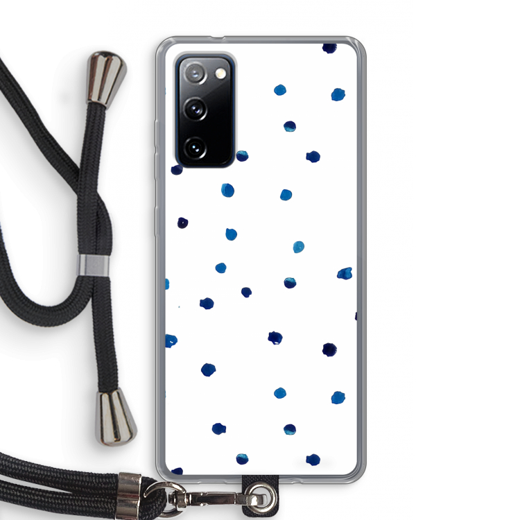 Blauwe stippen: Samsung Galaxy S20 FE / S20 FE 5G Transparant Hoesje met koord