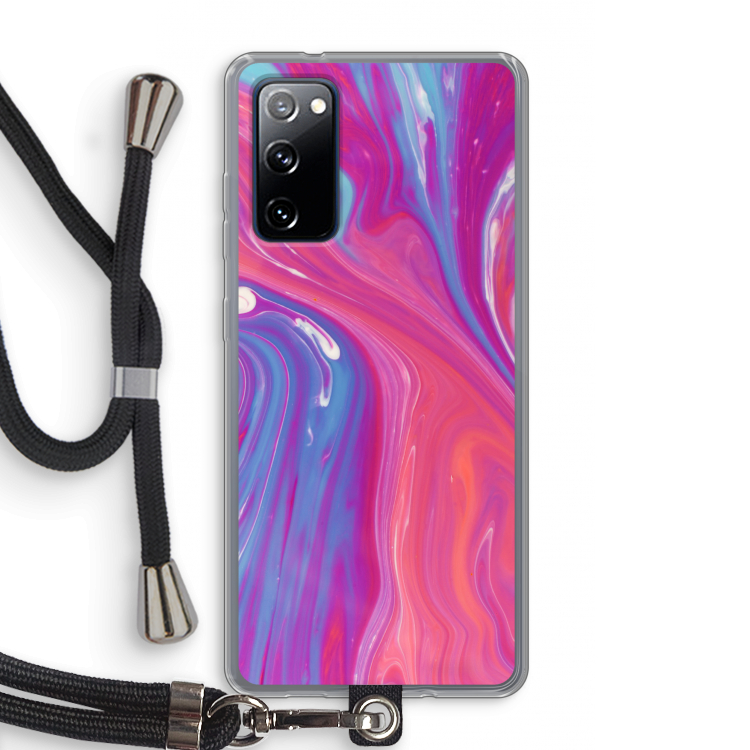 Paarse stroom: Samsung Galaxy S20 FE / S20 FE 5G Transparant Hoesje met koord