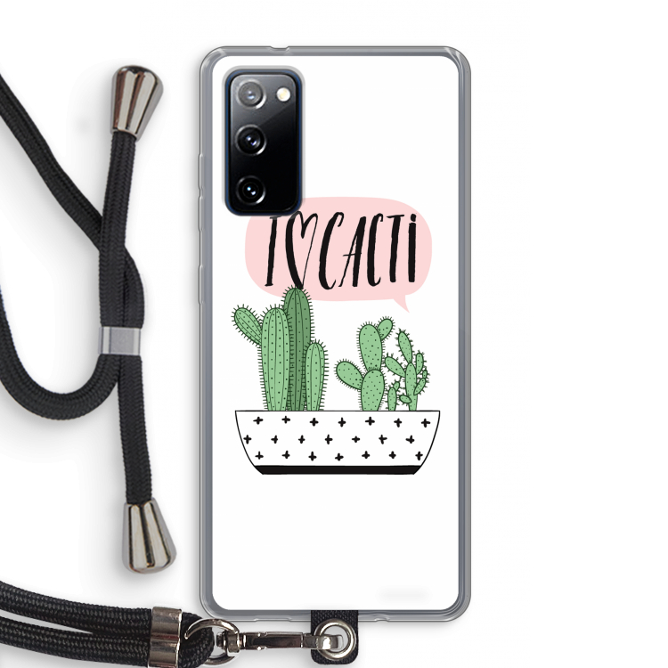 I love cacti: Samsung Galaxy S20 FE / S20 FE 5G Transparant Hoesje met koord