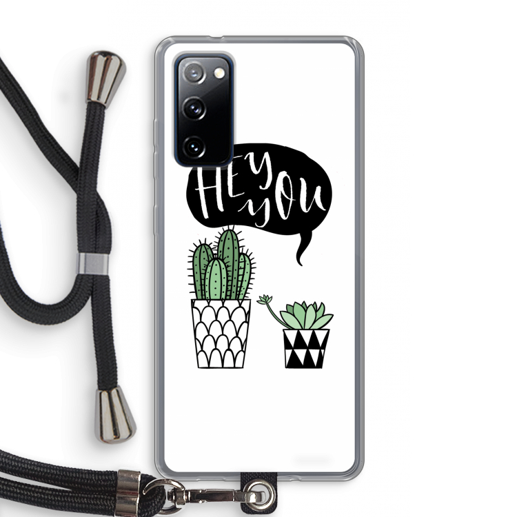 Hey you cactus: Samsung Galaxy S20 FE / S20 FE 5G Transparant Hoesje met koord