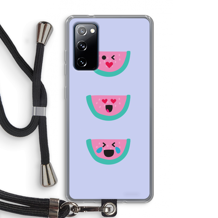 Smiley watermeloen: Samsung Galaxy S20 FE / S20 FE 5G Transparant Hoesje met koord