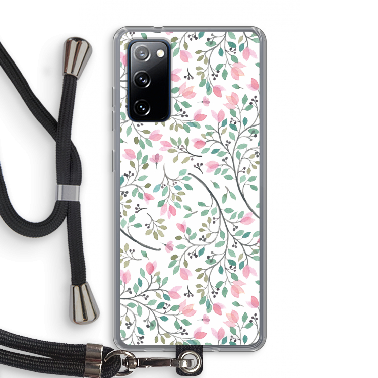 Sierlijke bloemen: Samsung Galaxy S20 FE / S20 FE 5G Transparant Hoesje met koord