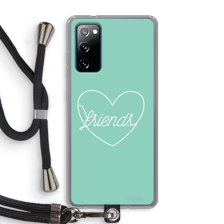 Friends heart pastel: Samsung Galaxy S20 FE / S20 FE 5G Transparant Hoesje met koord