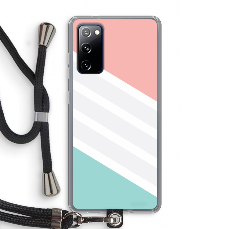 Strepen pastel: Samsung Galaxy S20 FE / S20 FE 5G Transparant Hoesje met koord
