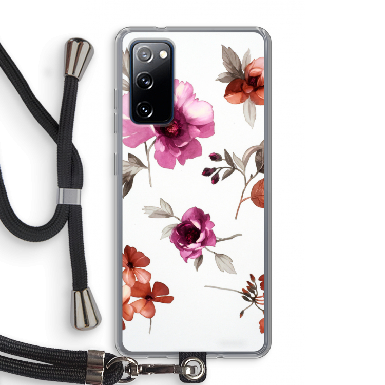 Geschilderde bloemen: Samsung Galaxy S20 FE / S20 FE 5G Transparant Hoesje met koord