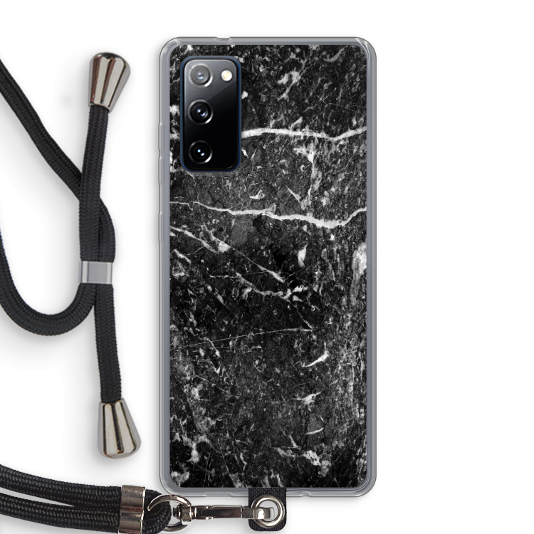 Zwart marmer: Samsung Galaxy S20 FE / S20 FE 5G Transparant Hoesje met koord