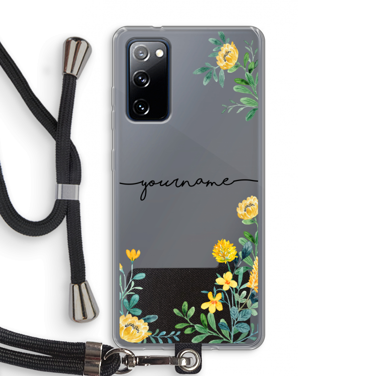 Gele bloemen: Samsung Galaxy S20 FE / S20 FE 5G Transparant Hoesje met koord