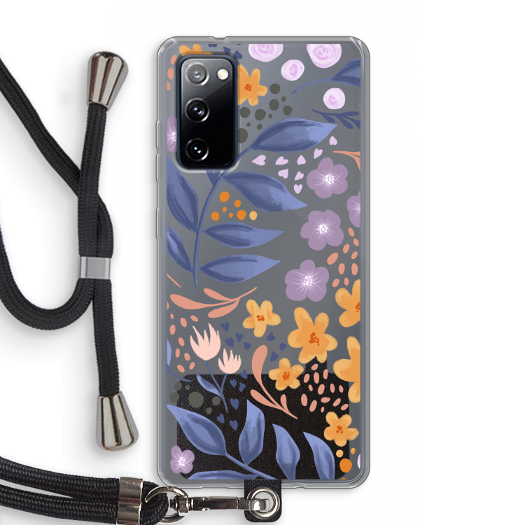Flowers with blue leaves: Samsung Galaxy S20 FE / S20 FE 5G Transparant Hoesje met koord