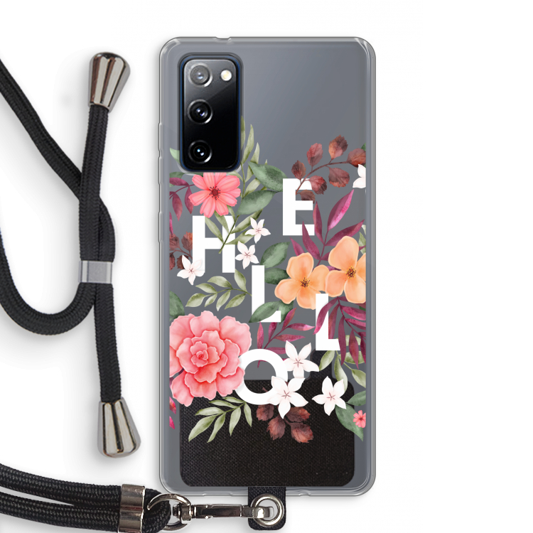 Hello in flowers: Samsung Galaxy S20 FE / S20 FE 5G Transparant Hoesje met koord
