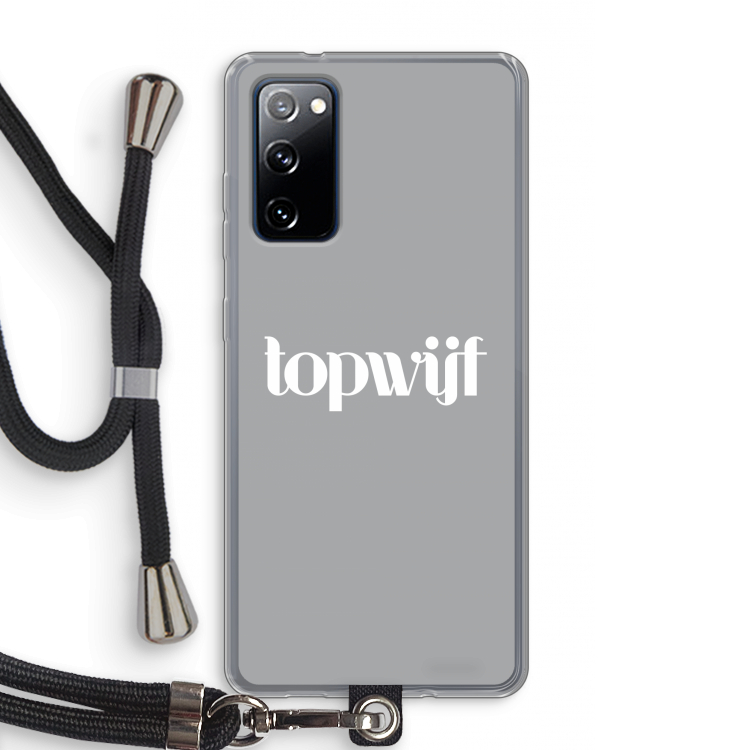 Topwijf Grijs Wit: Samsung Galaxy S20 FE / S20 FE 5G Transparant Hoesje met koord