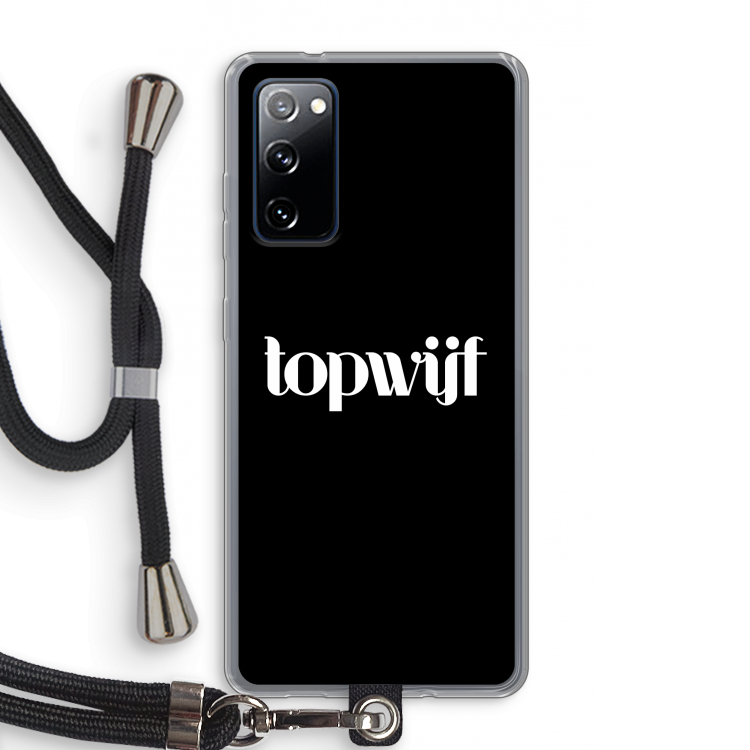 Topwijf Zwart: Samsung Galaxy S20 FE / S20 FE 5G Transparant Hoesje met koord