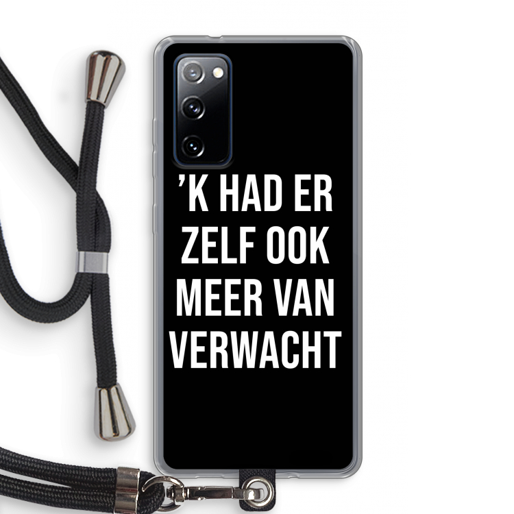 Meer verwacht - Zwart: Samsung Galaxy S20 FE / S20 FE 5G Transparant Hoesje met koord
