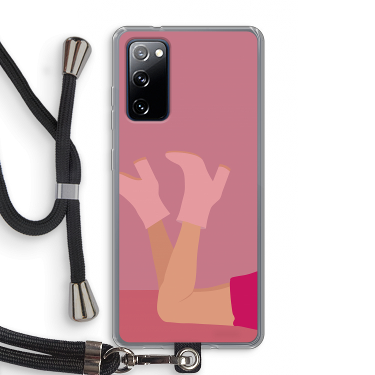Pink boots: Samsung Galaxy S20 FE / S20 FE 5G Transparant Hoesje met koord