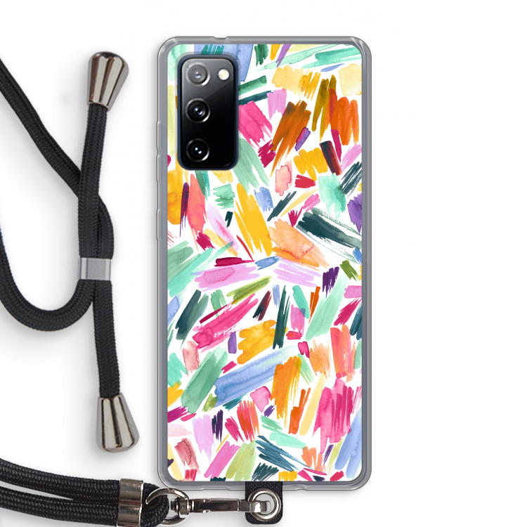 Watercolor Brushstrokes: Samsung Galaxy S20 FE / S20 FE 5G Transparant Hoesje met koord