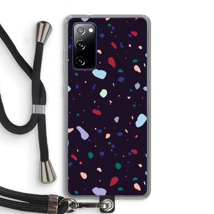 Dark Rounded Terrazzo: Samsung Galaxy S20 FE / S20 FE 5G Transparant Hoesje met koord